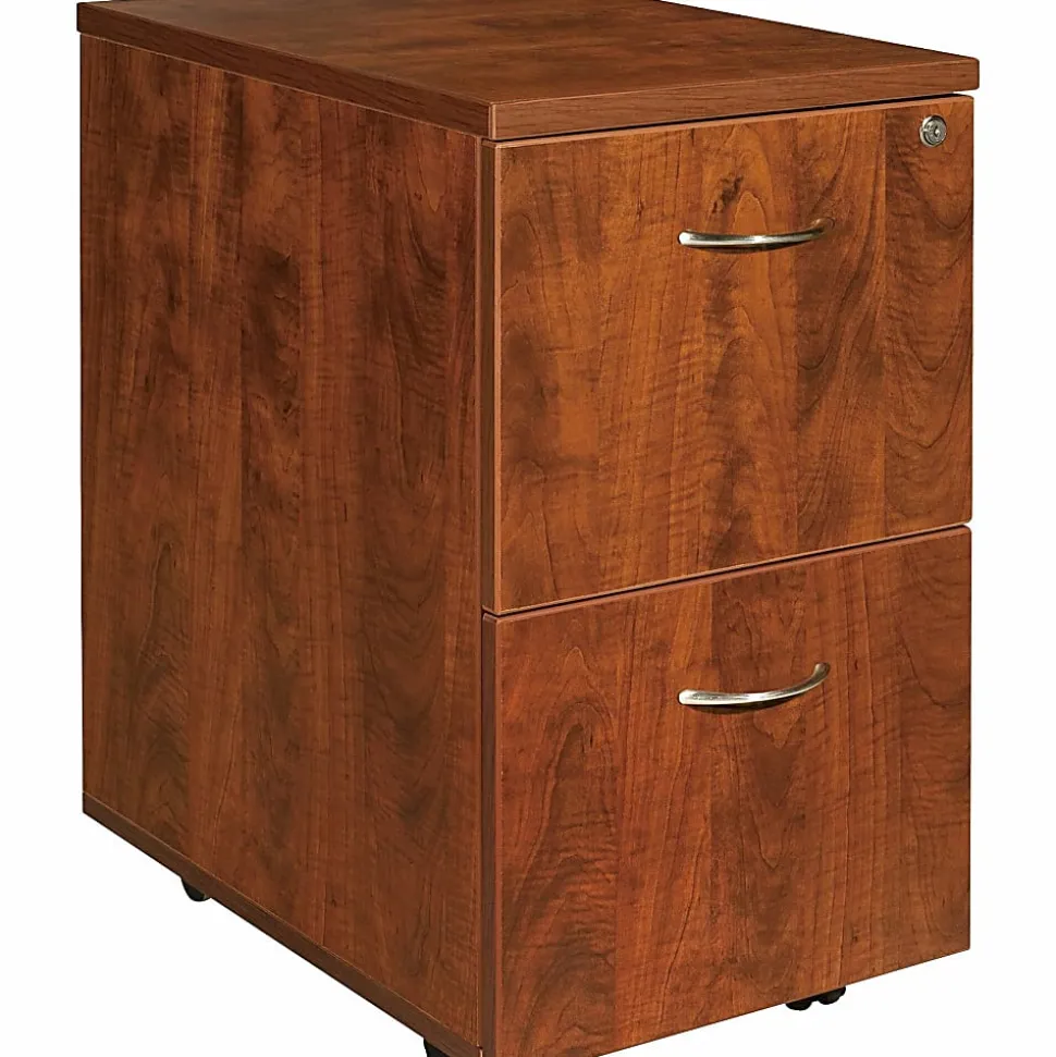 Lorell® Essentials 22"D Vertical 2-Drawer Mobile Pedestal File Cabinet, Cherry