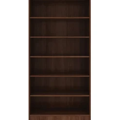 LorellĀ® Essentials 72"H 6-Shelf Bookcase, Walnut