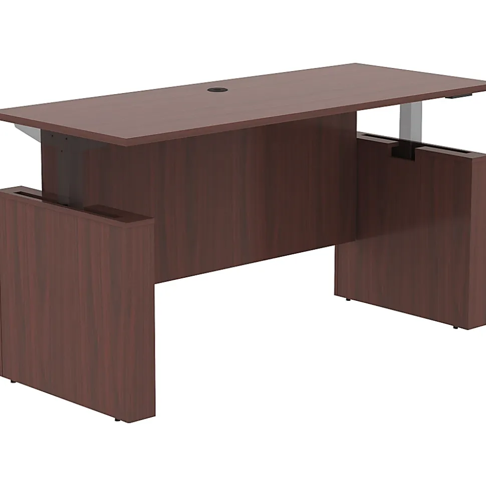 Lorell® Essentials Sit-to-Stand 72"W Desk Shell, Mahogany
