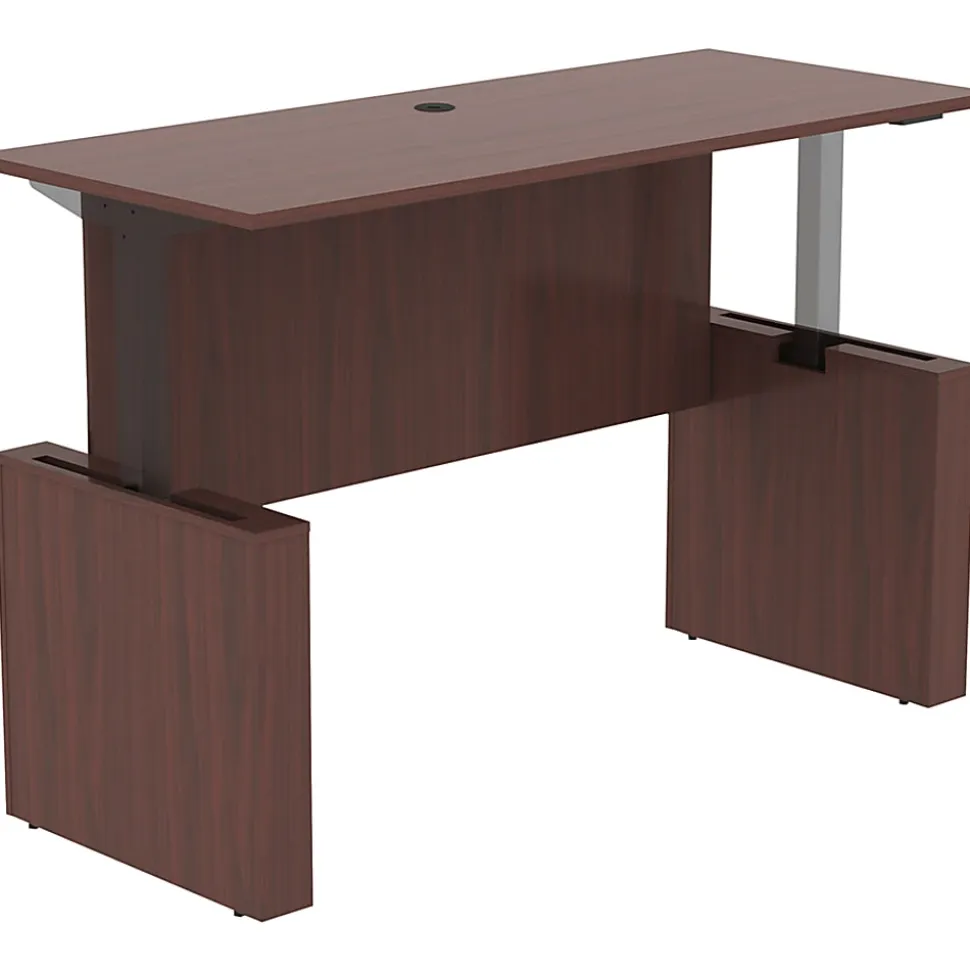 Lorell® Essentials Sit-to-Stand 72"W Desk Shell, Mahogany