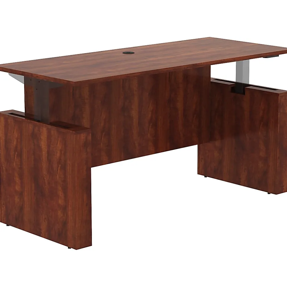 Lorell® Essentials Sit-to-Stand 72"W Desk Shell, Cherry