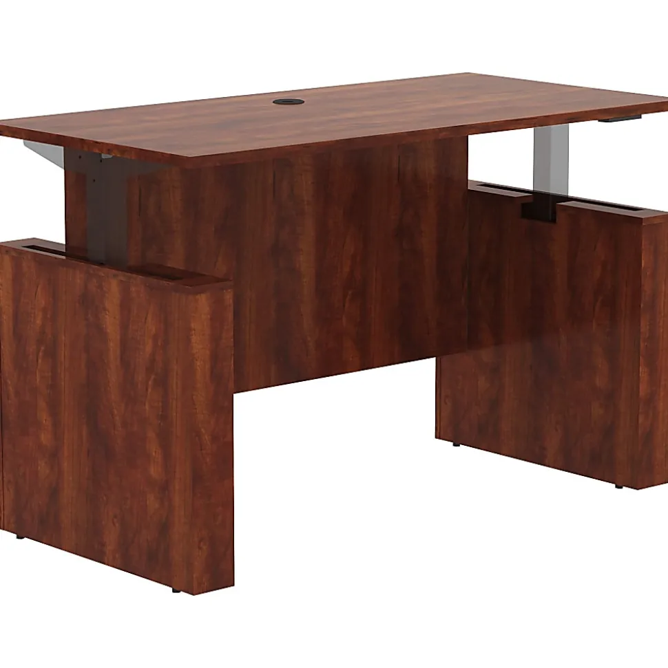 Lorell® Essentials Sit-to-Stand 60"W Desk Shell, Cherry