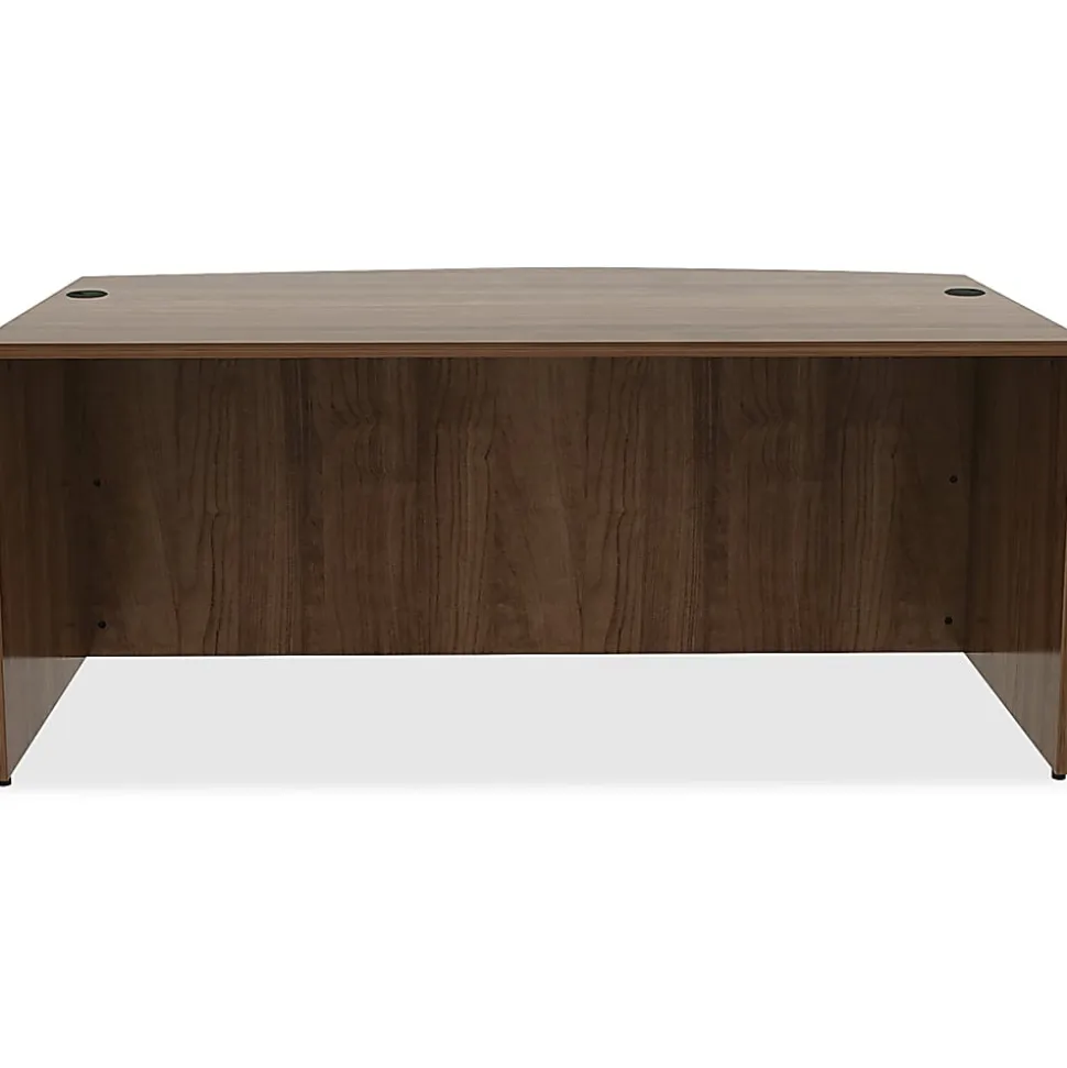 Lorell® Essentials 71"W Bow-Front Shell Computer Desk, Walnut
