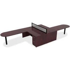 Lorell® Essentials 72"W Bow-Front Shell Computer Desk, Mahogany