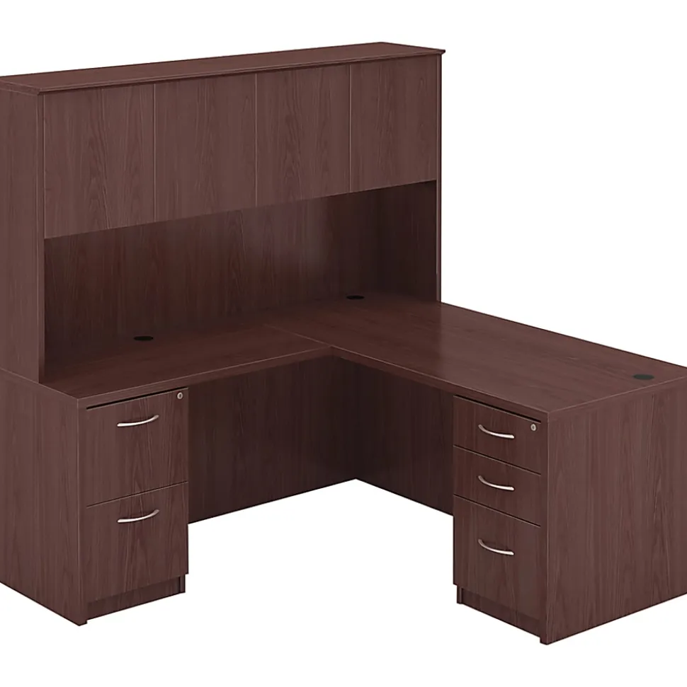 Lorell® Essentials 72"W Bow-Front Shell Computer Desk, Mahogany