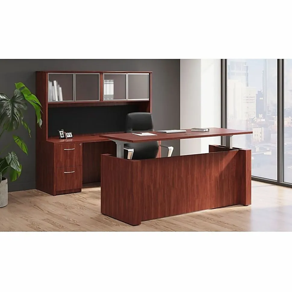 Lorell® Essentials 60"W Computer Desk Credenza, Cherry