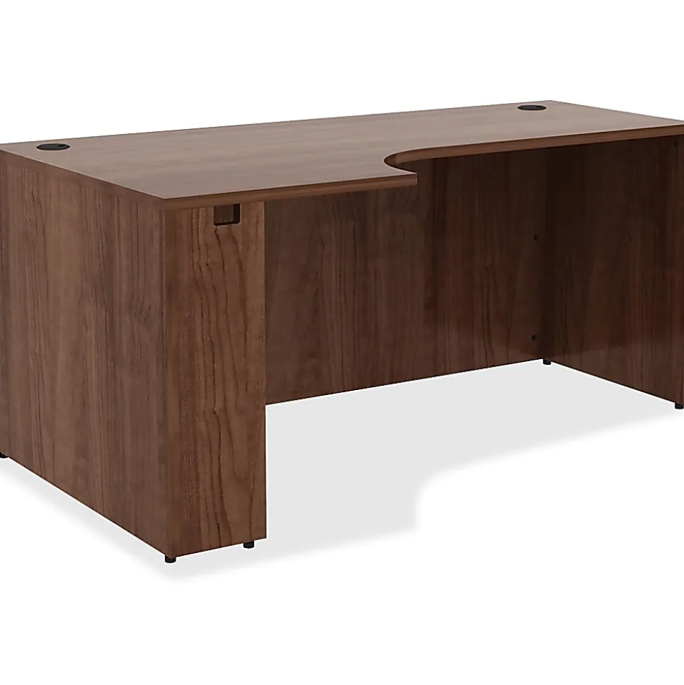 Lorell® Essentials 66"W Left Corner Computer Desk Credenza, Walnut