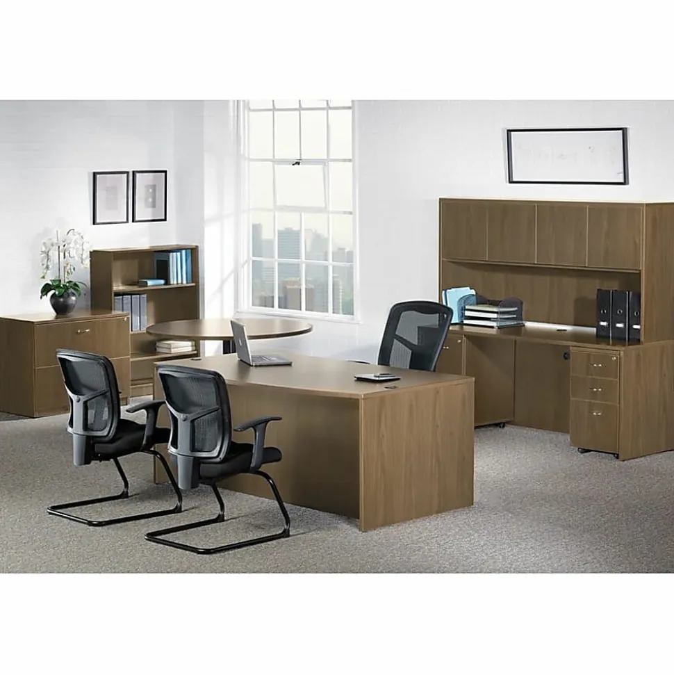 Lorell® Essentials 67"W Office Suite Computer Desk Shell, Walnut