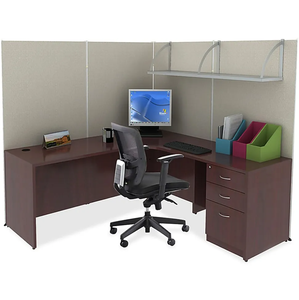 Lorell® Essentials 72"W Reception Computer Desk, Mahogany