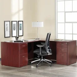 LorellĀ® Essentials 48"W Rectangular Computer Desk Shell, Mahogany