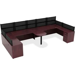 Lorell® Essentials 60"W Rectangular Shell Computer Desk, Mahogany