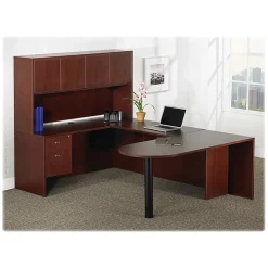 Lorell® Essentials 60"W Rectangular Shell Computer Desk, Mahogany