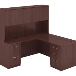 Lorell® Essentials 66"W Rectangular Shell Computer Desk, Mahogany