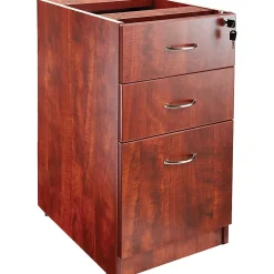 Lorell® Essentials 16"W Vertical 3-Drawer Fixed Pedestal File Cabinet For Computer Desk, Cherry