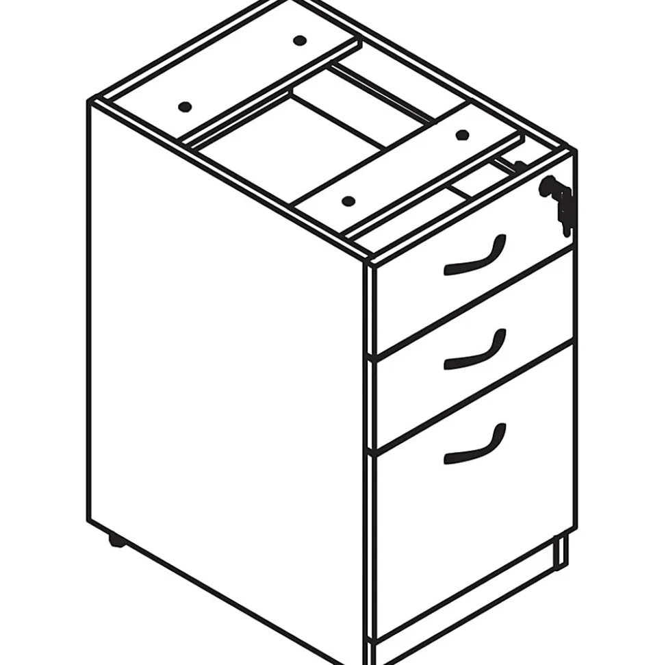Lorell® Essentials 16"W Vertical 3-Drawer Fixed Pedestal File Cabinet For Computer Desk, Cherry