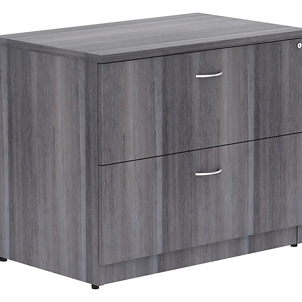 Lorell® Essentials 35"W x 22"D Lateral 2-Drawer File Cabinet, Weathered Charcoal