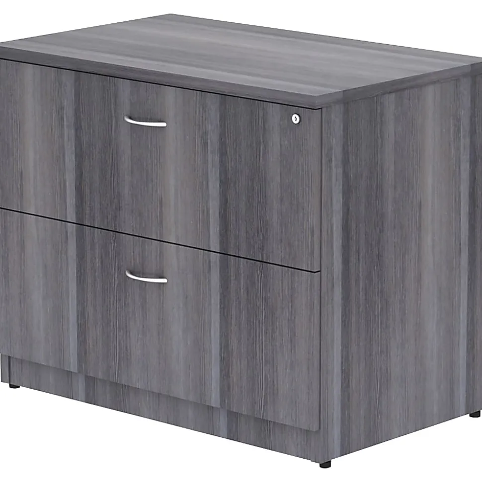 Lorell® Essentials 35"W x 22"D Lateral 2-Drawer File Cabinet, Weathered Charcoal