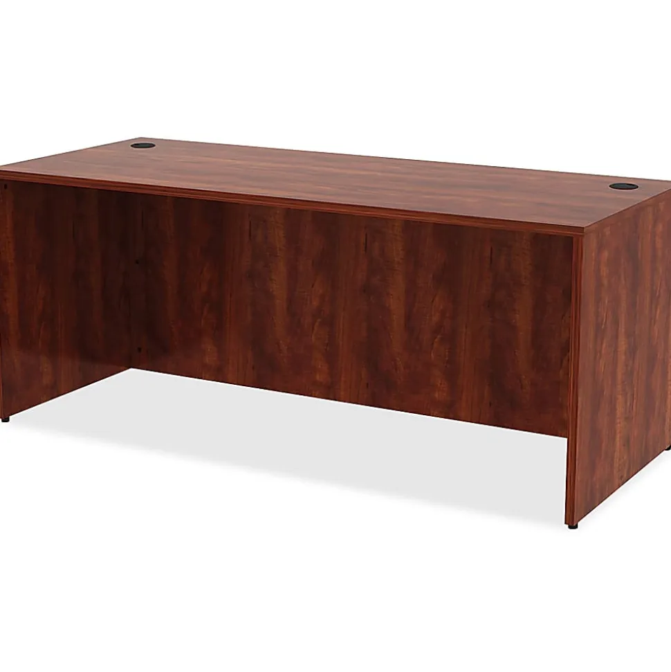 Lorell® Essentials 72"W x 30"D Rectangular Shell Computer Desk, Cherry