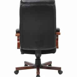 LorellĀ® Executive Ergonomic Bonded Leather/Wood Chair, Black/Cherry