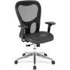 Lorell® Executive Ergonomic Bonded Leather/Mesh Mid-Back Chair, Black