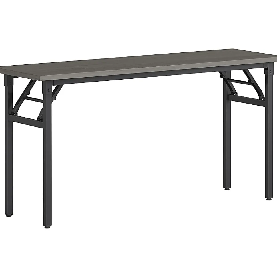 Lorell® Folding Melamine Training Table, 30”H x 60”W x 18”D, Black/Gray