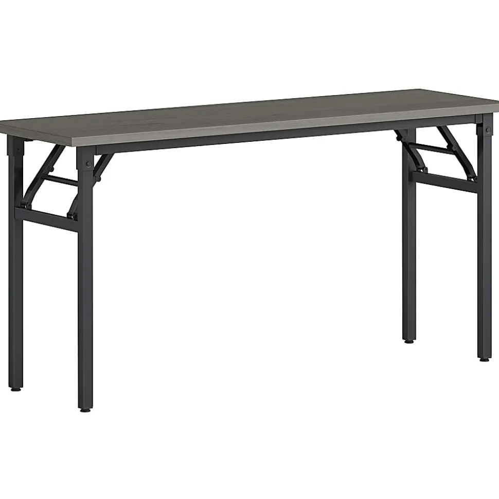 Lorell® Folding Melamine Training Table, 30”H x 60”W x 18”D, Black/Gray