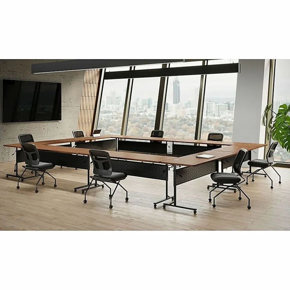 Lorell® Folding Melamine Training Table, 30”H x 60”W x 18”D, Black/Gray