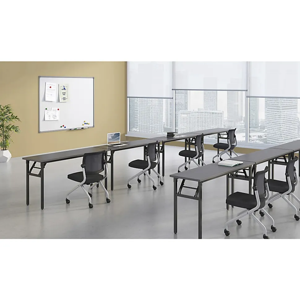 Lorell® Folding Melamine Training Table, 30”H x 60”W x 18”D, Black/Gray