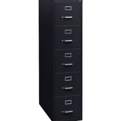 Lorell® Fortress 26-1/2"D Vertical 5-Drawer Letter-Size File Cabinet, Black