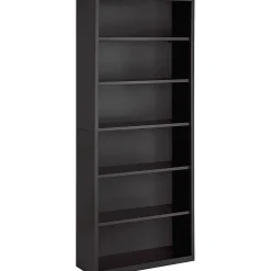 LorellĀ® Fortress 82"H 6-Shelf Contemporary Bookcase, Gray/Dark Finish, Standard Delivery