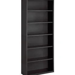 Lorell® Fortress 82"H 6-Shelf Contemporary Bookcase, Gray/Dark Finish, Standard Delivery