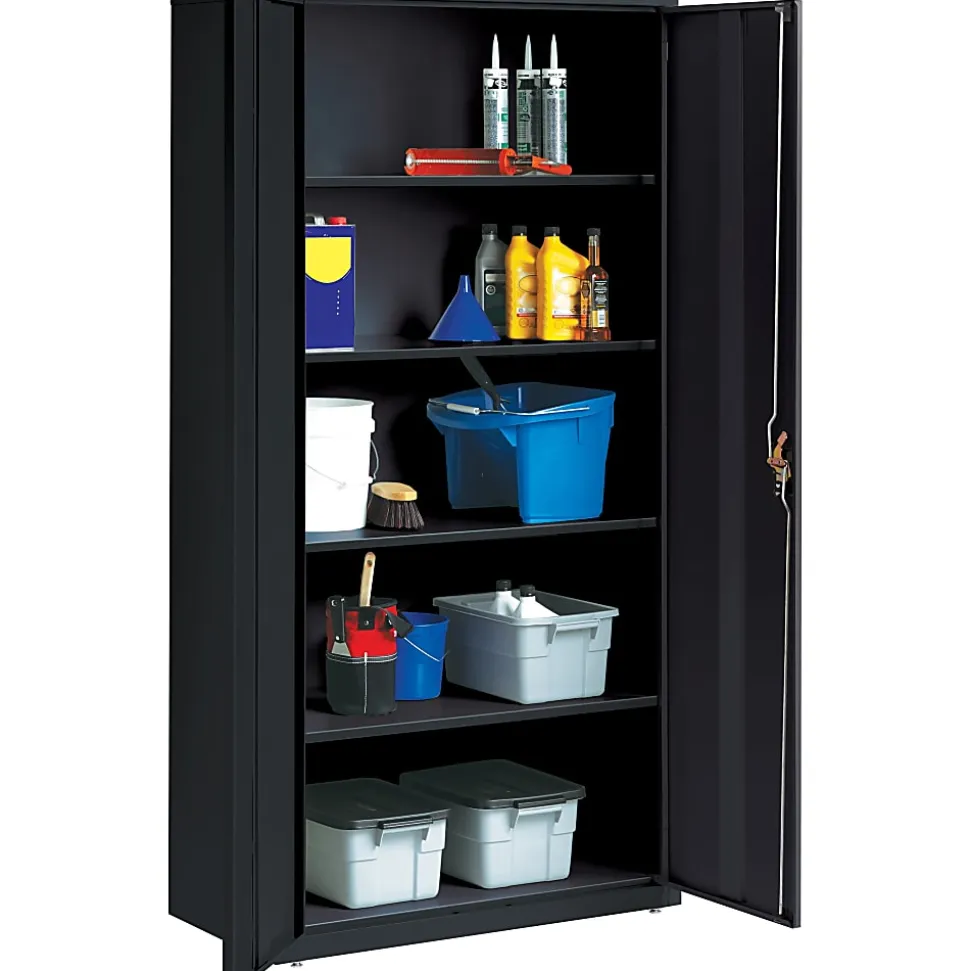 Lorell® Fortress Series 18"D Steel Storage Cabinet, Fully Assembled, 5-Shelf, Black