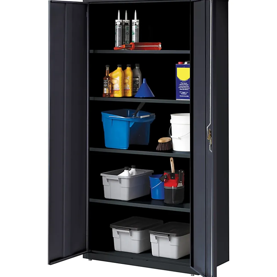 Lorell® Fortress Series 18"D Steel Storage Cabinet, Fully Assembled, 5-Shelf, Black