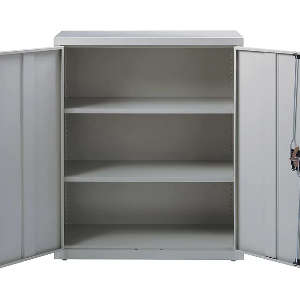 Lorell® Fortress Series 18"D Steel Storage Cabinet, Fully Assembled, 3-Shelf, Light Gray