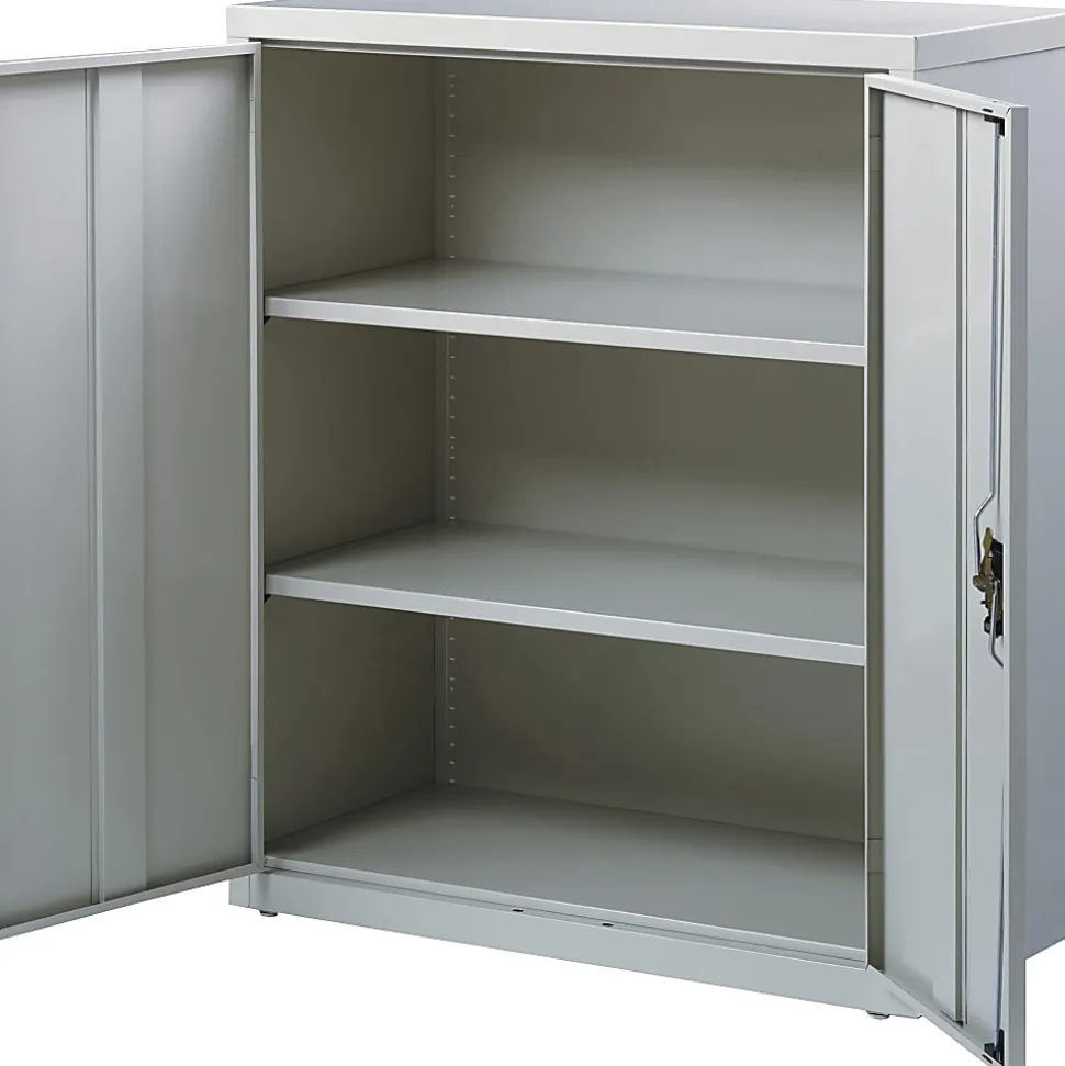 Lorell® Fortress Series 18"D Steel Storage Cabinet, Fully Assembled, 3-Shelf, Light Gray