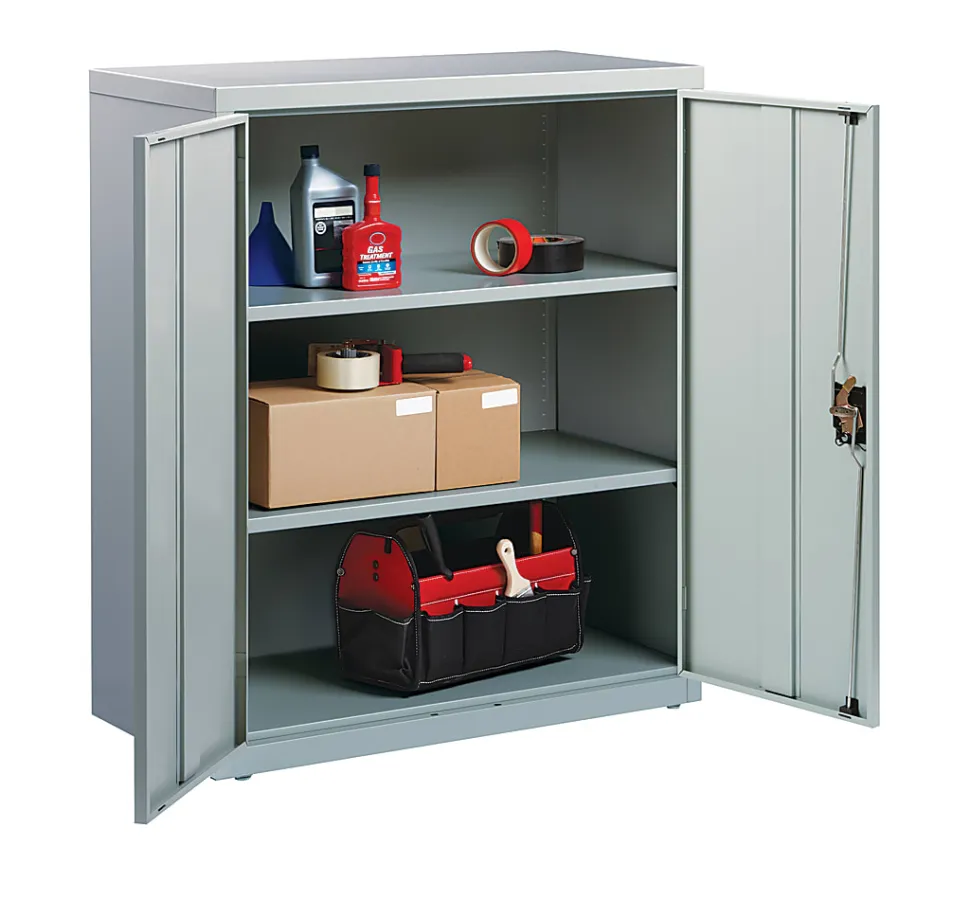 Lorell® Fortress Series 18"D Steel Storage Cabinet, Fully Assembled, 3-Shelf, Light Gray
