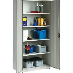 LorellĀ® Fortress Series 18"D Steel Storage Cabinet, Fully Assembled, 5-Shelf, Light Gray