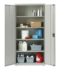 Lorell® Fortress Series 18"D Steel Storage Cabinet, Fully Assembled, 5-Shelf, Light Gray