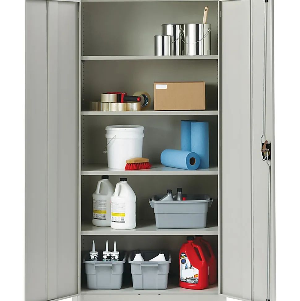 Lorell® Fortress Series 18"D Steel Storage Cabinet, Fully Assembled, 5-Shelf, Light Gray
