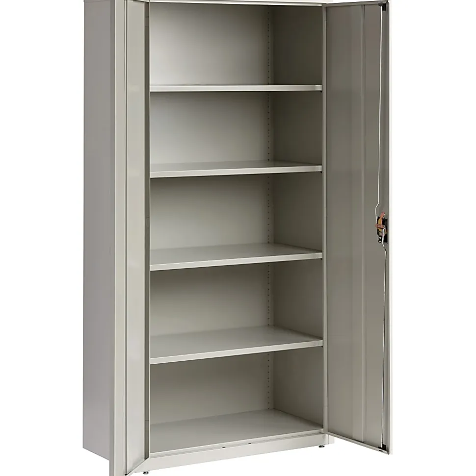 Lorell® Fortress Series 18"D Steel Storage Cabinet, Fully Assembled, 5-Shelf, Light Gray