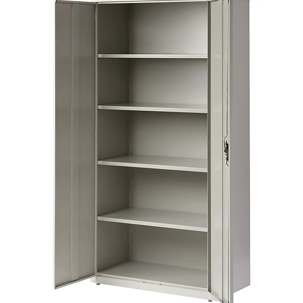Lorell® Fortress Series 18"D Steel Storage Cabinet, Fully Assembled, 5-Shelf, Light Gray
