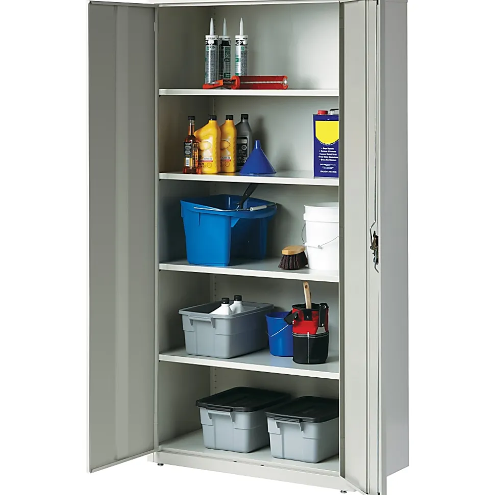 Lorell® Fortress Series 18"D Steel Storage Cabinet, Fully Assembled, 5-Shelf, Light Gray