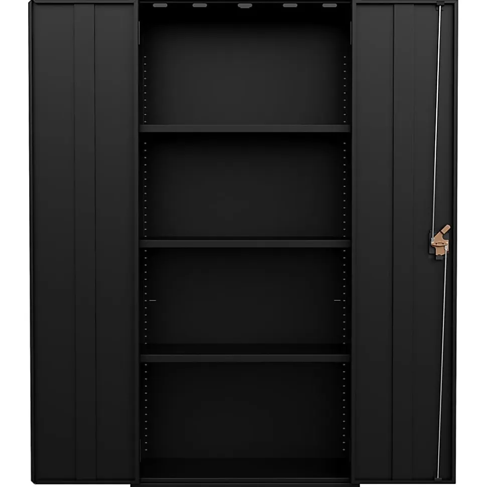 Lorell Fortress Series Slimline Storage Cabinet - 30"x 15" Depth x 66" - 4x Shelf(ves) - 720 lb Load Capacity - 69830BK