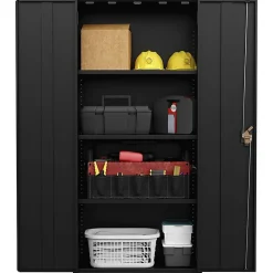 Lorell Fortress Series Slimline Storage Cabinet - 30"x 15" Depth x 66" - 4x Shelf(ves) - 720 lb Load Capacity - 69830BK