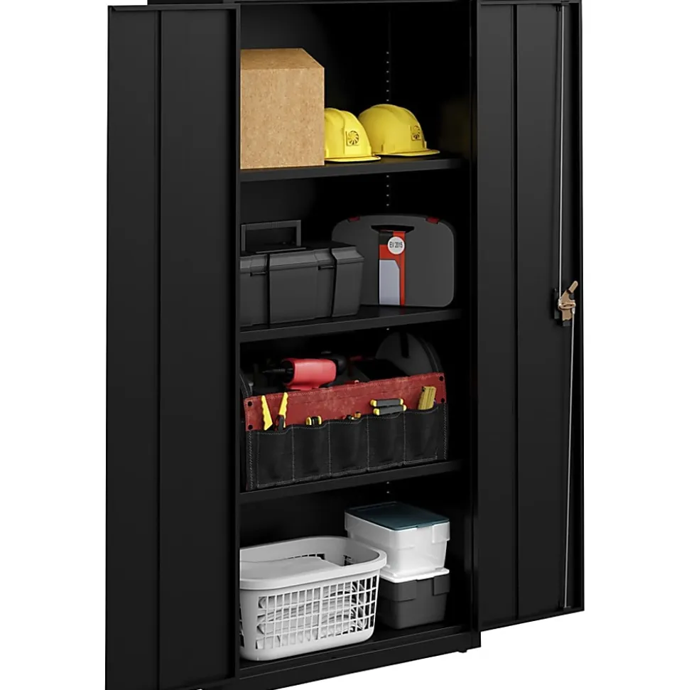 Lorell Fortress Series Slimline Storage Cabinet - 30"x 15" Depth x 66" - 4x Shelf(ves) - 720 lb Load Capacity - 69830BK