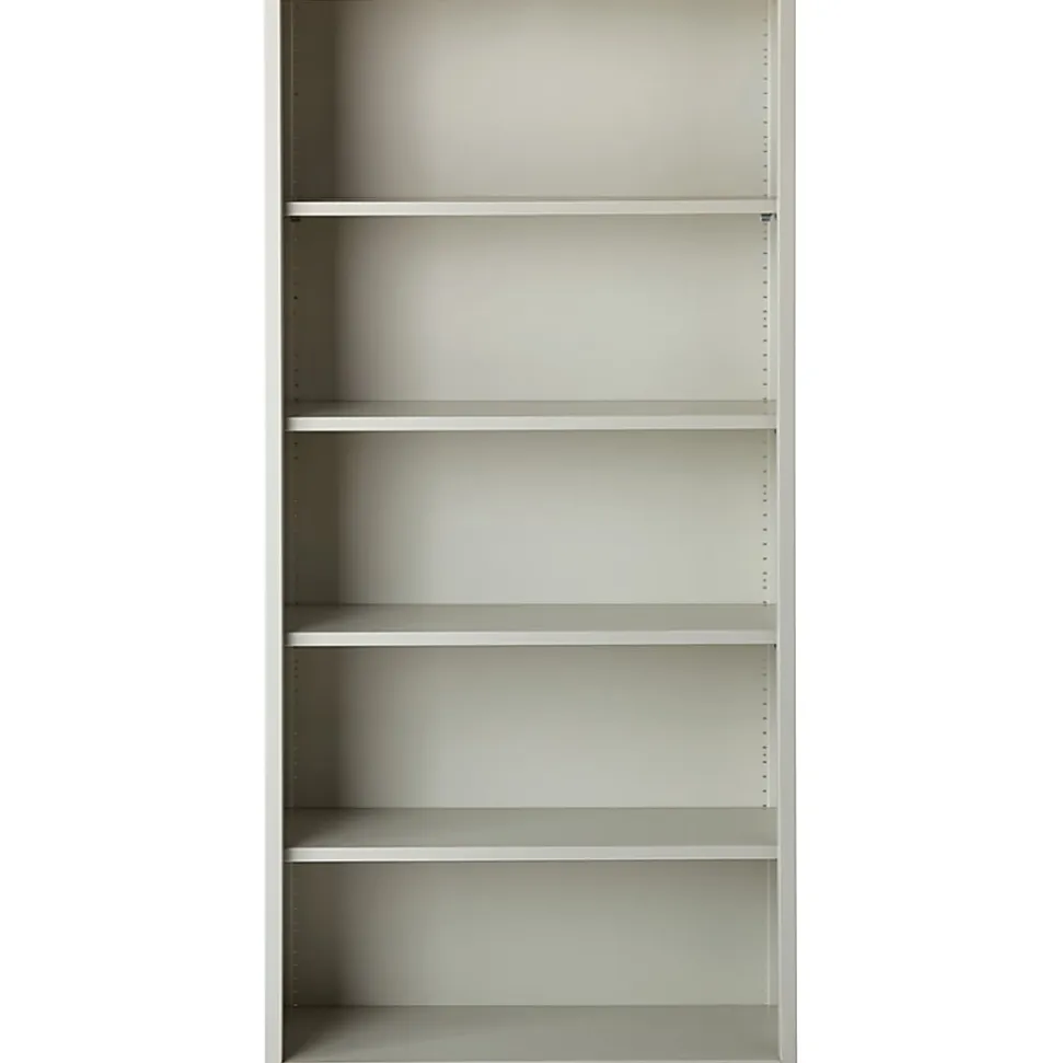 Lorell® Fortress Series Steel Modular Shelving Bookcase, 5-Shelf, 72"H x 34-1/2"W x 13"D, Light Gray