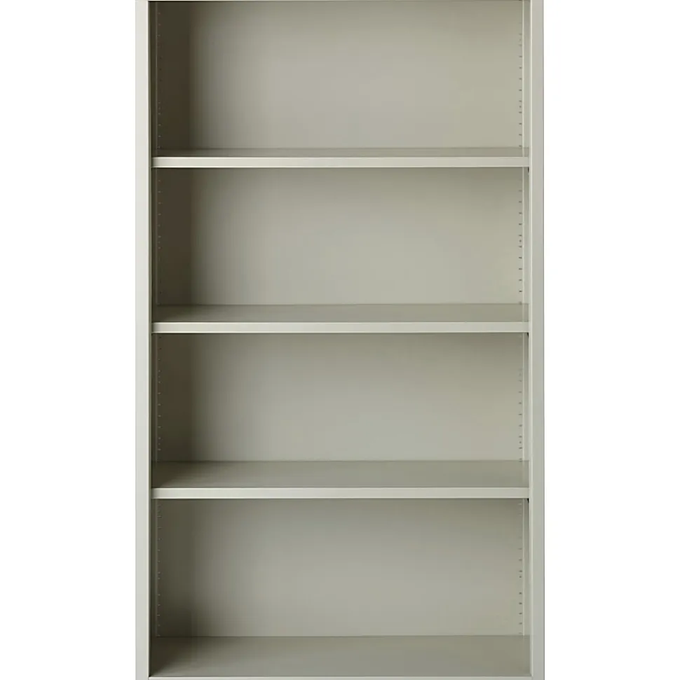Lorell® Fortress Series Steel Modular Shelving Bookcase, 4-Shelf, 60"H x 34-1/2"W x 13"D, Light Gray