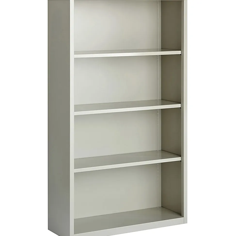 Lorell® Fortress Series Steel Modular Shelving Bookcase, 4-Shelf, 60"H x 34-1/2"W x 13"D, Light Gray
