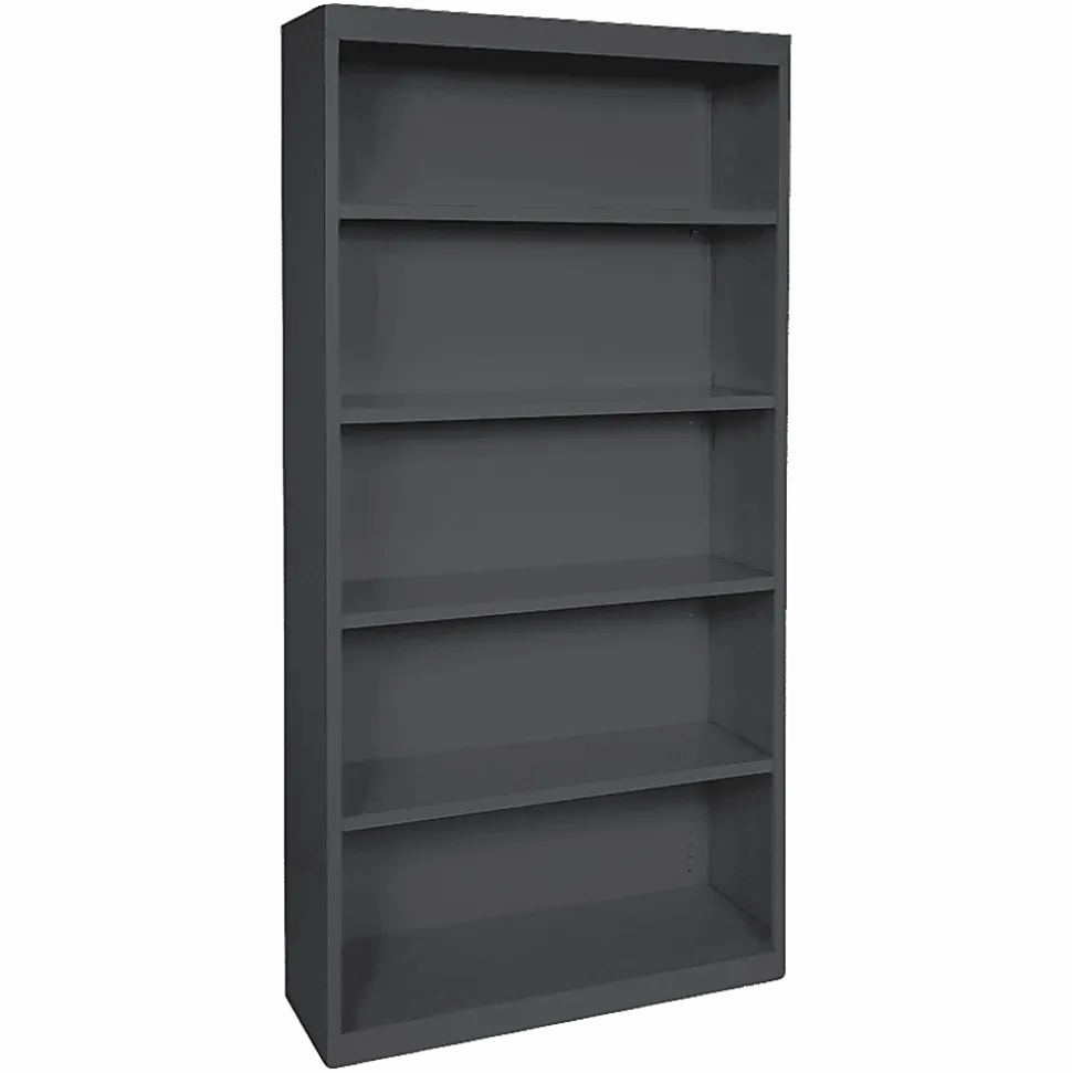 Lorell® Fortress Series Steel Modular Shelving Bookcase, 5-Shelf, 72"H x 34-1/2"W x 13"D, Black
