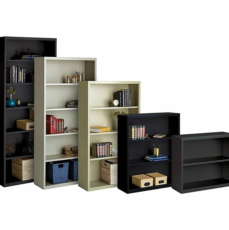 Lorell® Fortress Series Steel Modular Shelving Bookcase, 5-Shelf, 72"H x 34-1/2"W x 13"D, Black